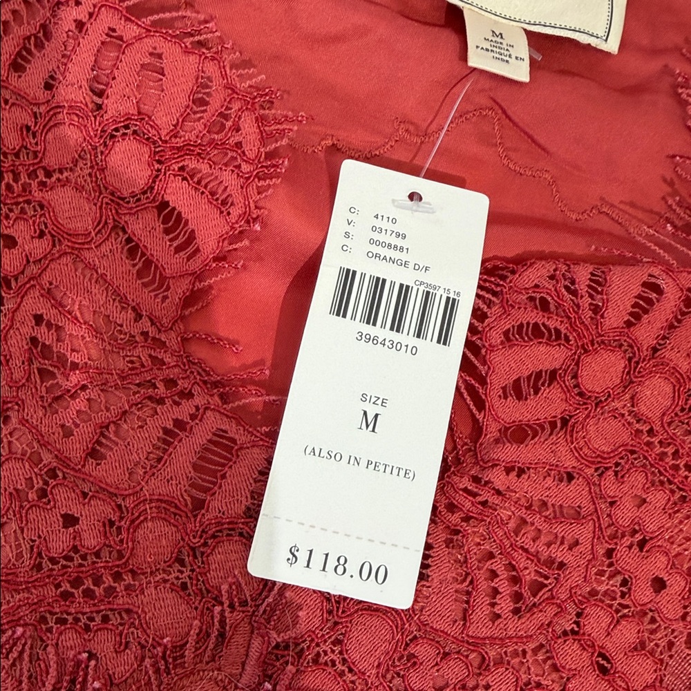 NWT Anthropologie Moulinette Soers Top Blouse Size M Lace Silky Rust Color - Picture 7 of 10